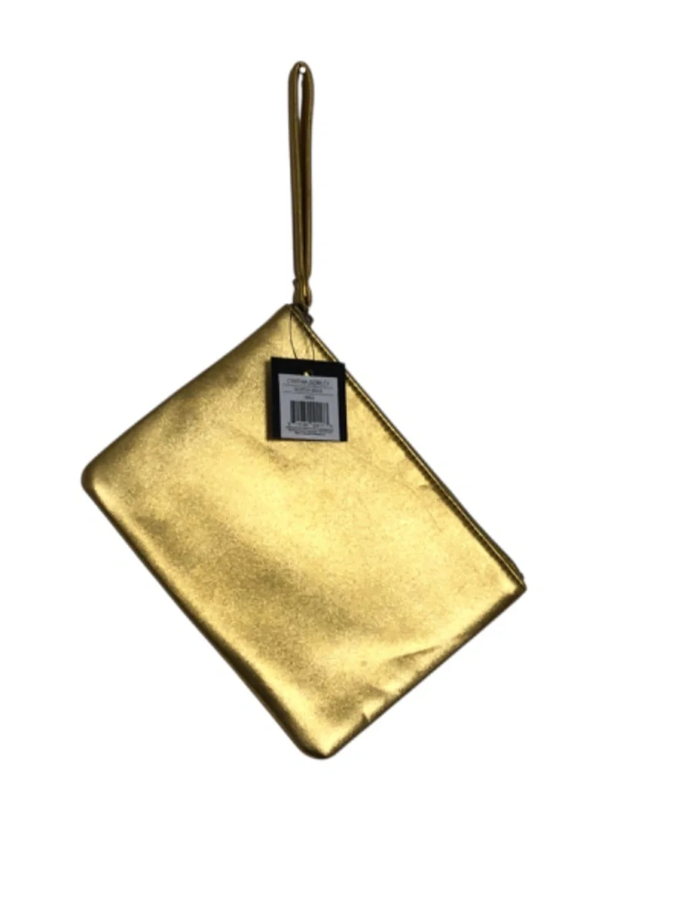 Cynthia Rowley Metallic Gold Flat Pouch | Tech Accessory Bag | Cosmetic Bag